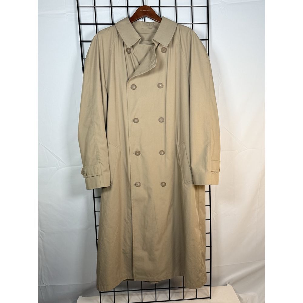 VTG Towne by London Fog Trench Coat Mens 44 R Beige Double Breasted 70s Liner